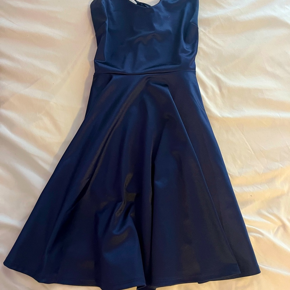 silky navy blue dress